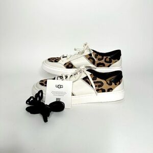 UGG Womans Alameda Spotty Lace Sneakers White and Leopard Print  size 12